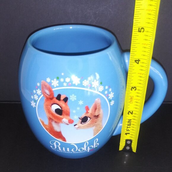 Rudolph the Red Nosed Reindeer Blue Oval Coffee Mug Hot Chocolate Teacup - Picture 8 of 8